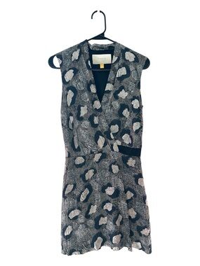 leifsdottir Blue and White Sleeveless Printed Wrap-Style Mini Dress Size 0